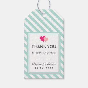 Étiquettes-cadeau Bébé Bleu Coeur rayures Motif Mariage Balise cadea