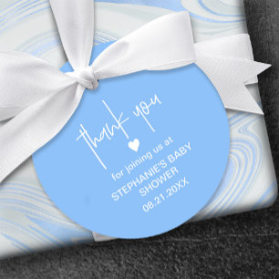 Étiquettes Cadeau Bébé bleu moyen Douche garçon avec petit coeur