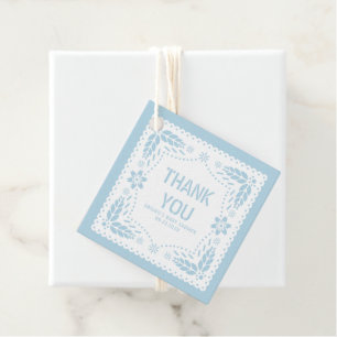 Étiquettes Cadeau bébé bleu papel picado Merci bébé garçon douche