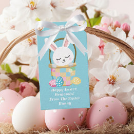Étiquettes-cadeau Bébé Bleu Pâques Bunny mignon Personnalisé Enfants