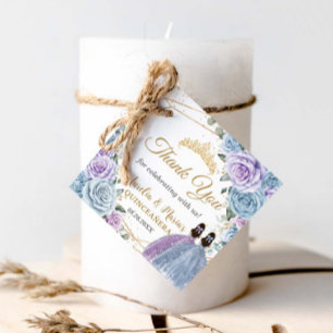 Étiquettes Cadeau Bébé Bleu pourpre Floral Twins Quinceañera Princes
