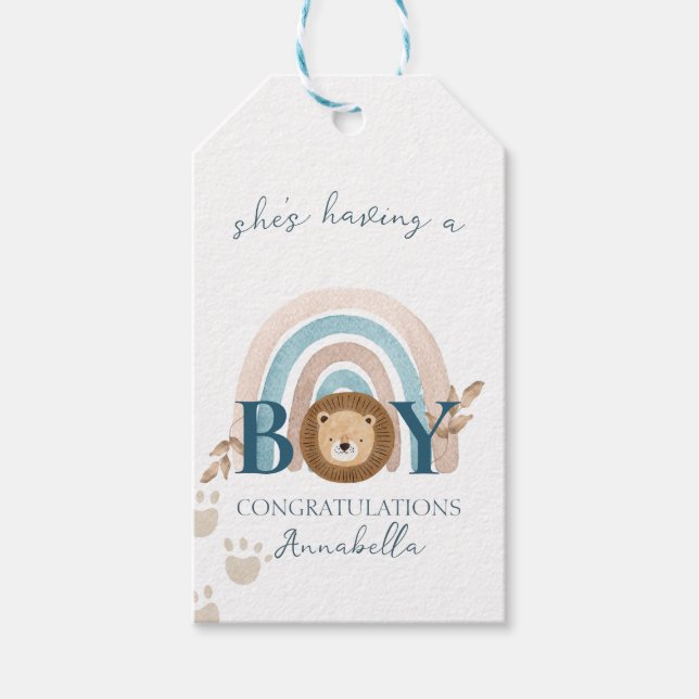Étiquettes-cadeau Bébé Boho mignon Lion Lion Pawprints (Devant)