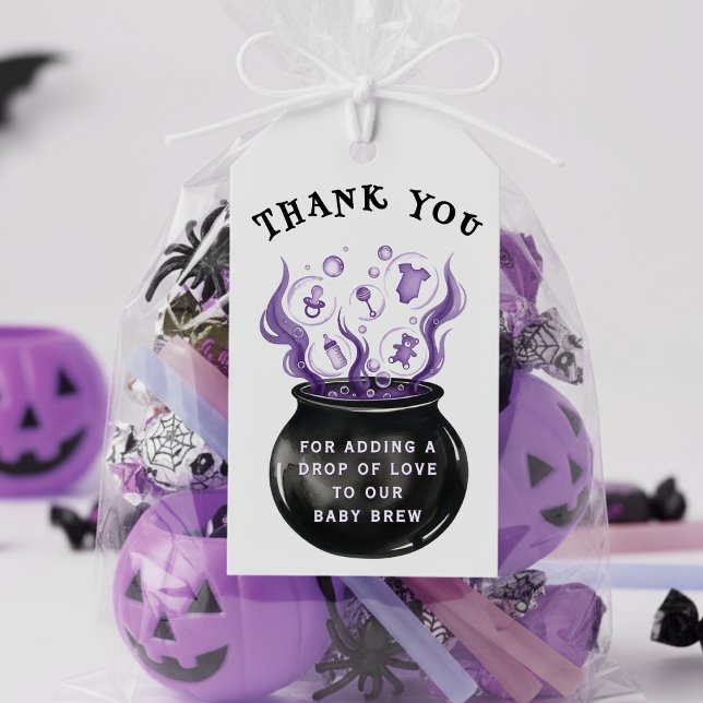 Étiquettes-cadeau Bébé Brew sorcière Cauldron Halloween Baby shower (Créateur téléchargé)