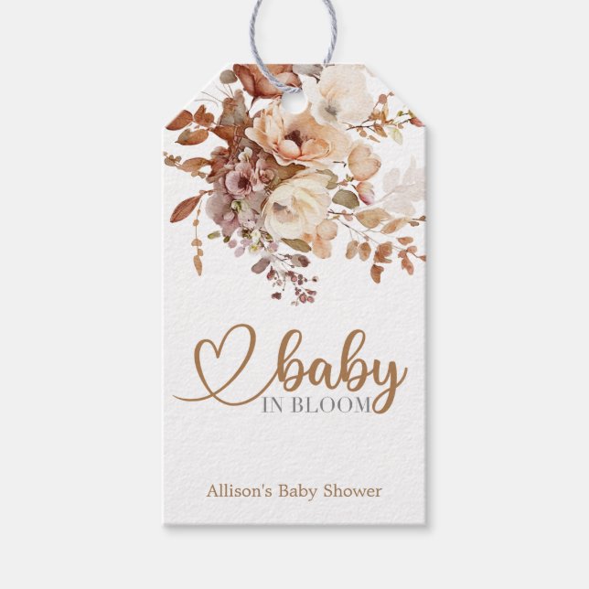 Étiquettes-cadeau Bébé dans le Baby shower en fleur (Devant)