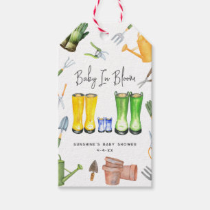 Étiquettes-cadeau Bébé En Fleur Bleu Pluie Bottes Jardinage