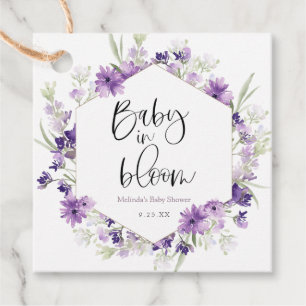 Étiquettes Cadeau Bébé en Fleur Lavande Favoriser Tags