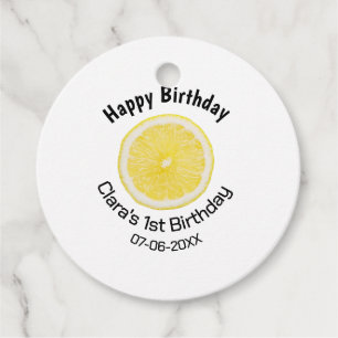 Étiquettes Cadeau Bébé enfants 1er anniversaire citron tranche ajout