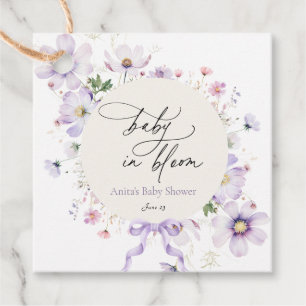 Étiquettes Cadeau Bébé Fleur sauvage pourpre Wreath en fleurs