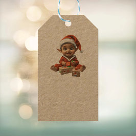 Étiquettes-cadeau Bébé heureux Noël Elf Kraft Tags cadeaux