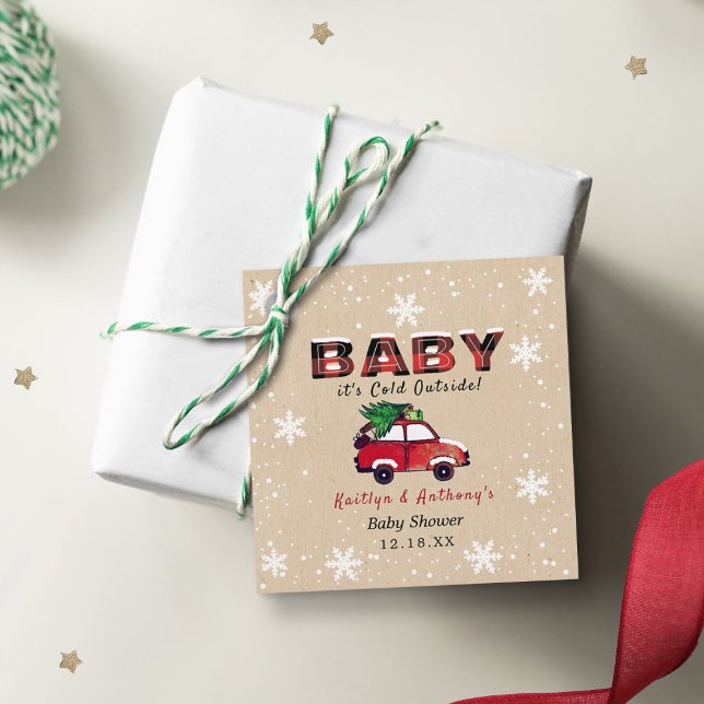 Étiquettes Cadeau Bébé Il fait froid dehors | Baby shower de Noël (Créateur téléchargé)