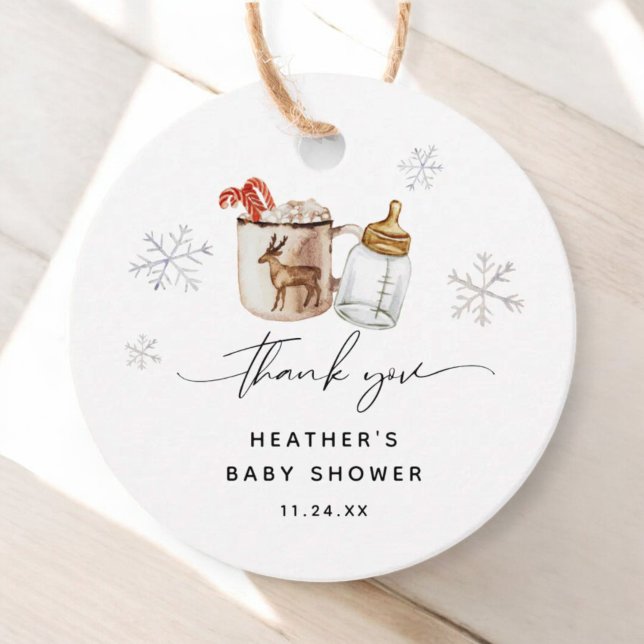 Étiquettes Cadeau Bébé Il fait froid dehors Chocolat Chaud Douche d' (Créateur téléchargé)
