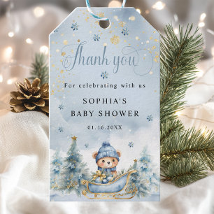 Étiquettes-cadeau Bébé Il fait froid dehors Hiver Ours Douche Balise