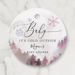 Étiquettes Cadeau Bébé Il fait froid dehors rose douche d'hiver