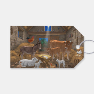 Étiquettes-cadeau Bébé Jésus Manger Nativité de Noël