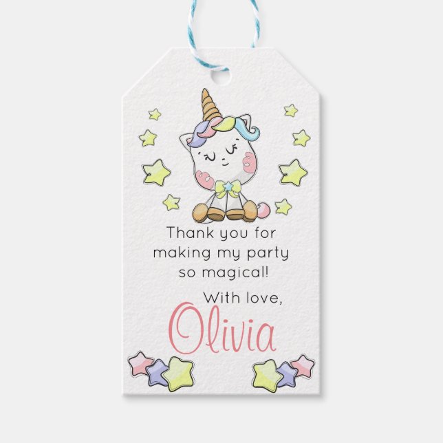 Étiquettes-cadeau Bébé Magique Unicorn Cutie Personnalisé Anniversai (Devant)