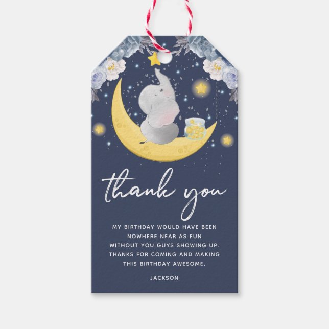 Étiquettes-cadeau Bébé mignon éléphant Merci personnalisé (Devant)