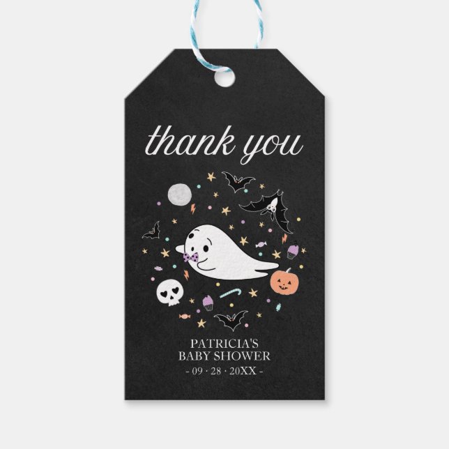 Étiquettes-cadeau Bébé mignon fantôme Halloween Baby shower Merci (Devant)