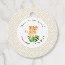 Étiquettes Cadeau Bébé mignon Lion Jungle Pluie Merci Anniversaire