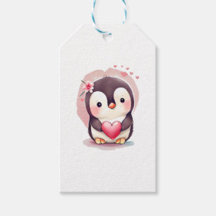 Étiquettes-cadeau Bébé mignon Penguin Valentines Amoureux des animau