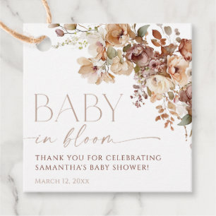 Étiquettes Cadeau Bébé neutre brun floral automne dans la douche fle