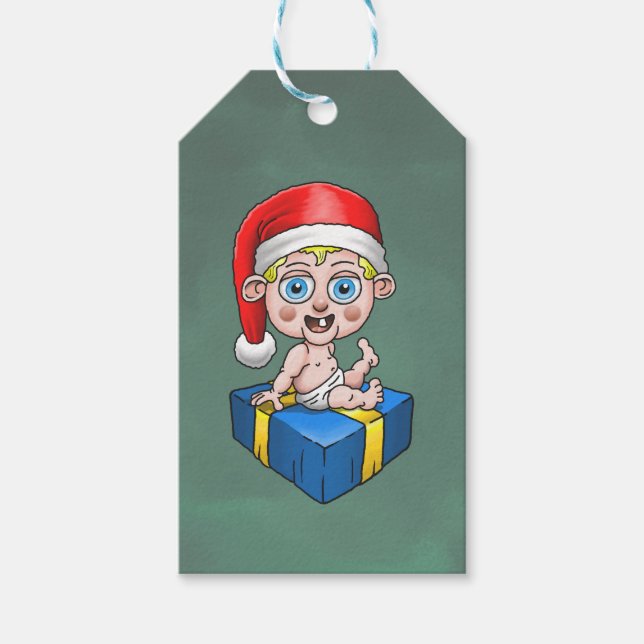 Étiquettes-cadeau Bébé Père Noël (Devant)