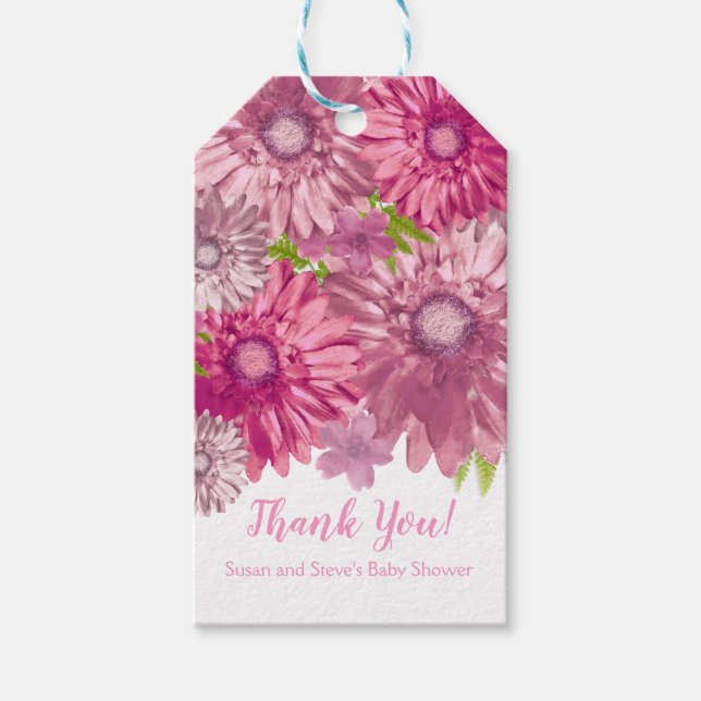 Étiquettes-cadeau Bébé rose En Fleur Brunch Douche (Devant)