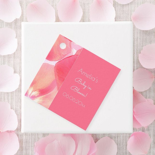 Étiquettes Cadeau Bébé rose floral dans le Baby shower en fleur (Créateur téléchargé)