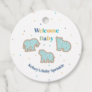 Étiquettes Cadeau Bébé Saupoudrer Animaux Cookies Baby shower garçon