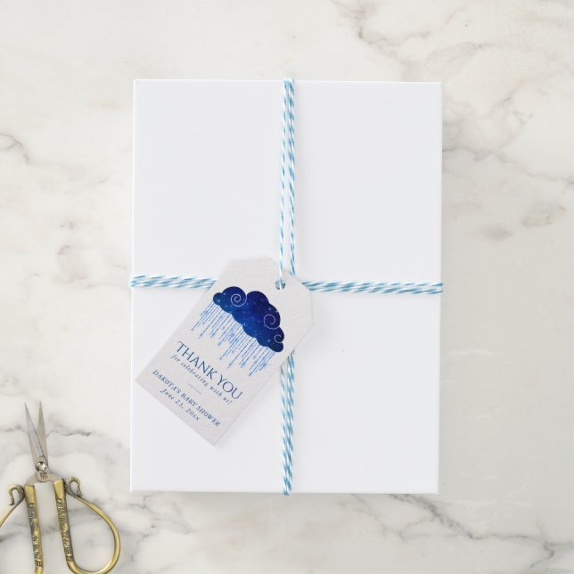 Étiquettes-cadeau Bébé Sprinkle Classic Blue | Merci de douche Cool (Avec de laficelle)