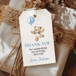 Étiquettes-cadeau Bécasseau Bleu Ours Teddy Béary Anniversaire Merci