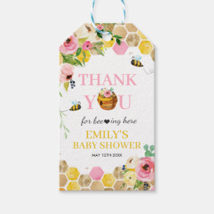 Étiquettes-cadeau Bee Baby shower Maman À Avoir Rose Ressort Floral