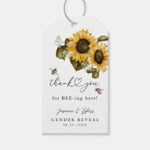 Étiquettes-cadeau Bee Sunflower Été Révélation de genre