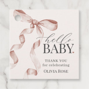 Étiquettes Cadeau Beige Coquette Bow Girl Baby shower