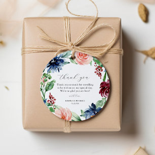 Étiquettes Cadeau Belle aquarelle Floral Mariage Wreath