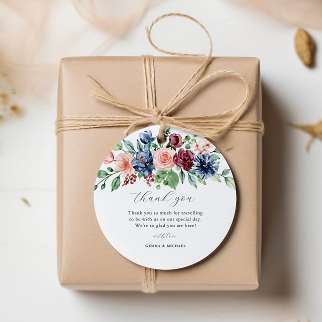 Étiquettes Cadeau Belle aquarelle Mariage floral (Créateur téléchargé)