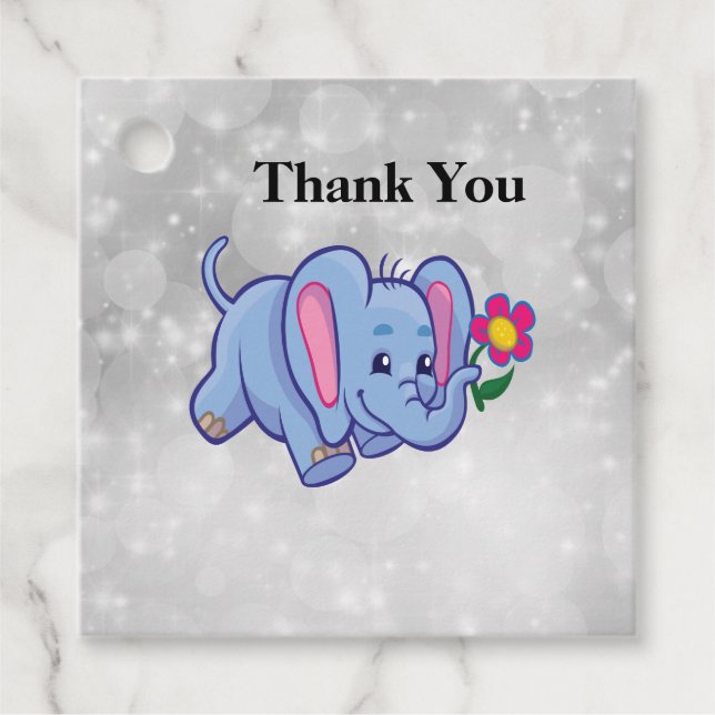 Étiquettes Cadeau Belle bande dessinée d'éléphant (Devant)