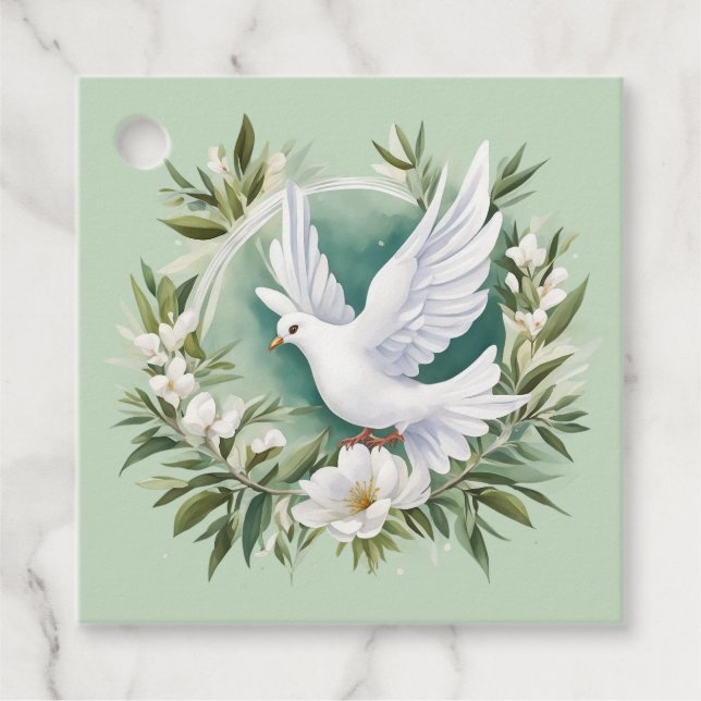 Étiquettes Cadeau Belle colombe blanche (Devant)
