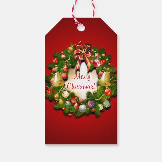 Étiquettes-cadeau Belle couronne de Noël (Devant)