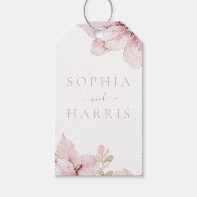 Étiquettes-cadeau Belle Elegance Blush Floral Mariage (Devant)