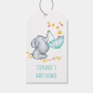 Étiquettes-cadeau Belle Étoiles d'éléphant et Coeurs Baby shower Fav
