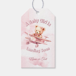 Étiquettes-cadeau Belle fille Bébé Ours Pilote Avion Rose Belle