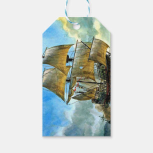 Étiquettes-cadeau belle impression de navire à quatre mâts