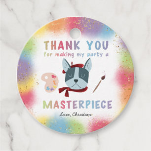 Étiquettes Cadeau Belle peinture Art Party Chien Anniversaire