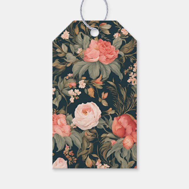 Étiquettes-cadeau Belle peinture de fleurs de rose florale (Devant)