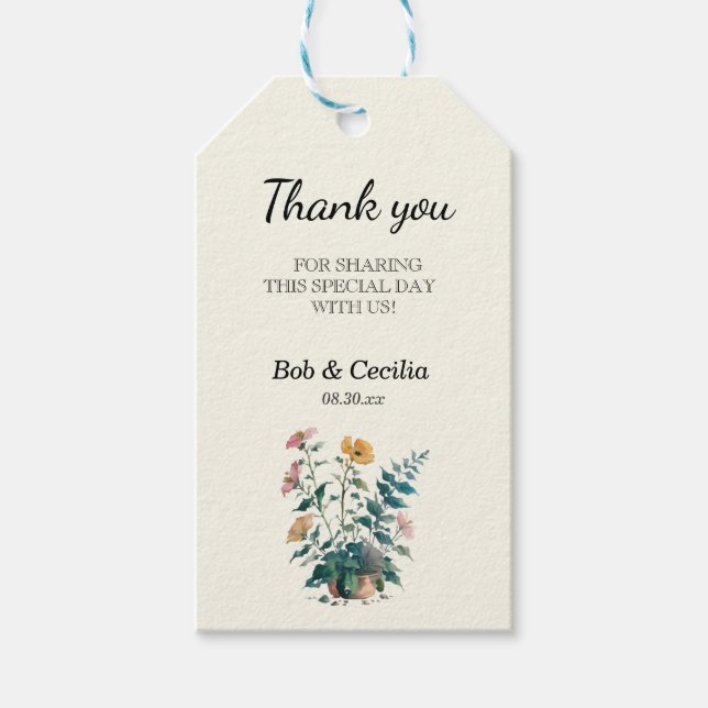 Étiquettes-cadeau Belle Petite Mariage Plante Posé Bienvenue Favoris (Devant)
