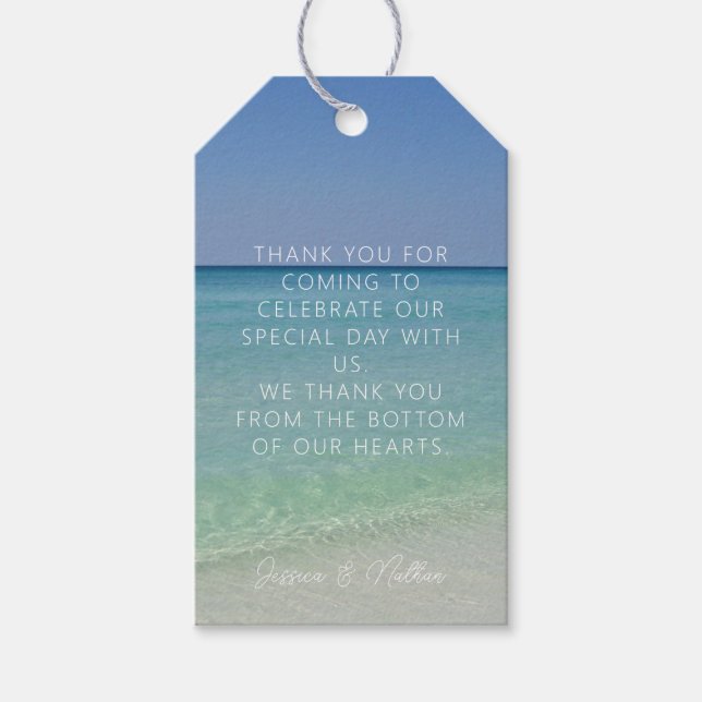 Étiquettes-cadeau Belle plage Horizon Mariage personnalisé (Devant)