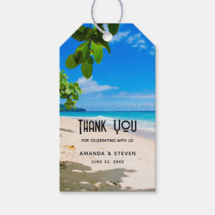 Étiquettes-cadeau Belle plage tropicale ensoleillée Merci de mariage