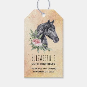 Étiquettes-cadeau Belle tête de cheval Portrait d'aquarelle Annivers