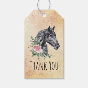 Étiquettes-cadeau Belle tête de cheval Portrait d'aquarelle Merci