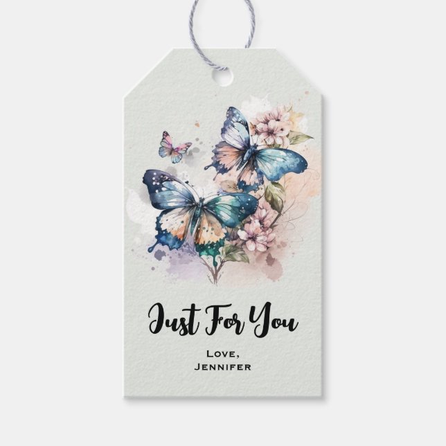 Étiquettes-cadeau Belles papillons et fleurs juste pour vous (Devant)